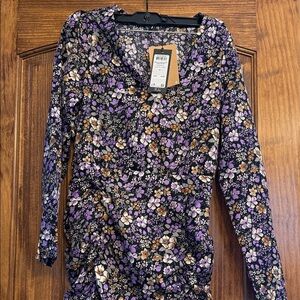 Vero Moda Floral Dress - Black, Purple, Brown